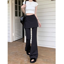 黑色高腰休闲裤女装春季设计感小众别致可拆卸长裤微喇叭裤马蹄裤