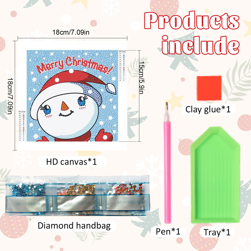 Diamante 5D dibujos animados transfronterizos para niños Papá Noel lindo muñeco de nieve DIY diamante pegatinas tamaño taladro