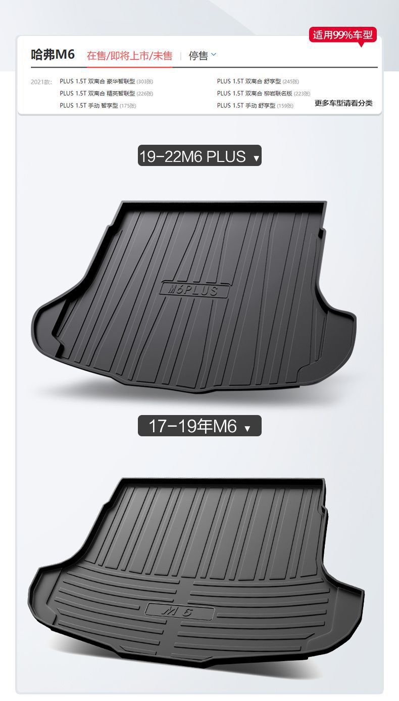 Haver M6PLUS Trunk Mat Car Decoration Daquan 2021 Harvard Car Modified Trunk Mat