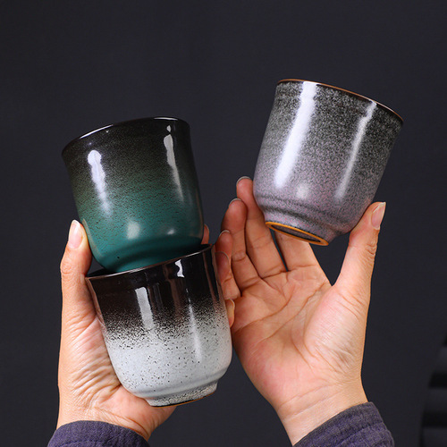 跨境陶瓷浓缩咖啡杯创意渐变色水杯大容量品茗杯窑变单杯主人杯