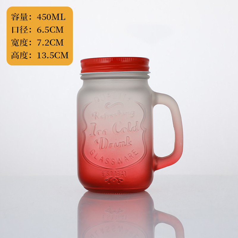 Tazas Mason con mangas de paja tazas de jugo creativas tazas de agua de vidrio de arena de color gradiente