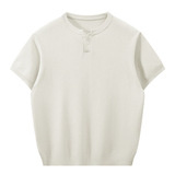 ZH8125-B美式亨利领针织短袖亚麻天丝通勤老钱风上衣休闲T恤，男装针织衫/毛衣，星座614