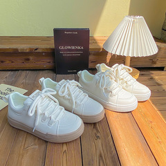 百匡韓版校園2023年秋季新款潮百搭厚底小白鞋女ins學生增高板鞋