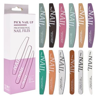 Nail art boxed 12-piece polishing strip sponge rubbing type nail removal half moon nail file polishing strip tool