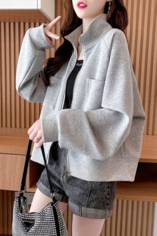 2025春秋季新款韩版洋气大码女装宽松拉链开衫立领外套薄款卫衣潮|undefined