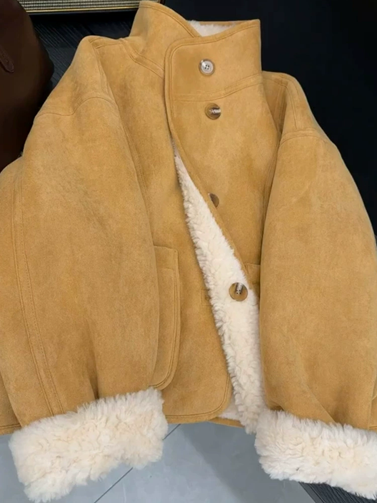 Demi-season velvet keep warm jacket, increased thickness