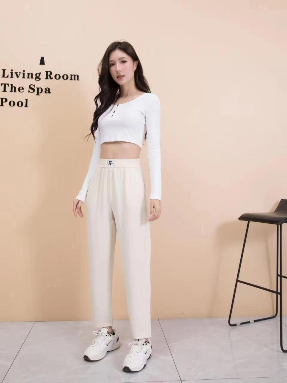 2023夏季薄款冰丝小脚哈伦裤女新款垂感宽松显瘦大妈九分萝卜休闲详情7