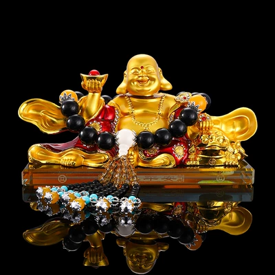 Car ornaments – fan Buddha - crystal-bottom-20128cm900-grams-painted-maitreya-black-buddha-beads