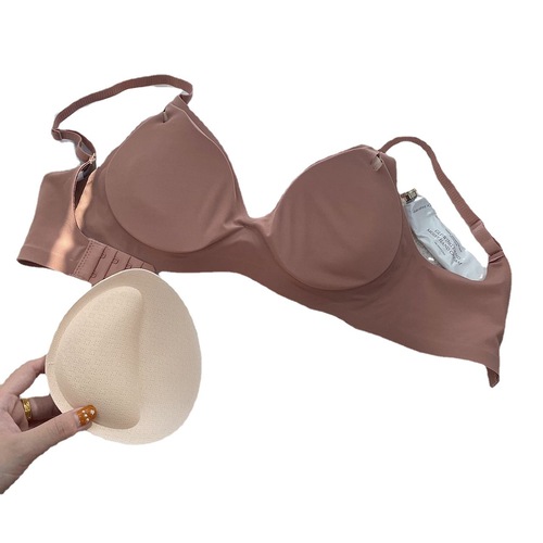 Solid color nude jelly seamless underwear, feminine push-up, breast expansion, comfortable three-dimensional display, large cup bra for women
