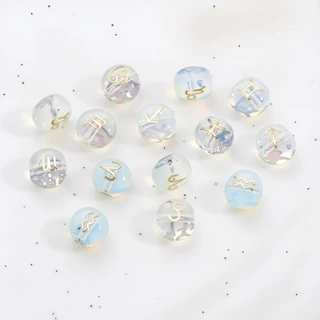 十二星座琉璃珠 内彩星空方糖珠透色烫金符号散珠手工diy串珠配件