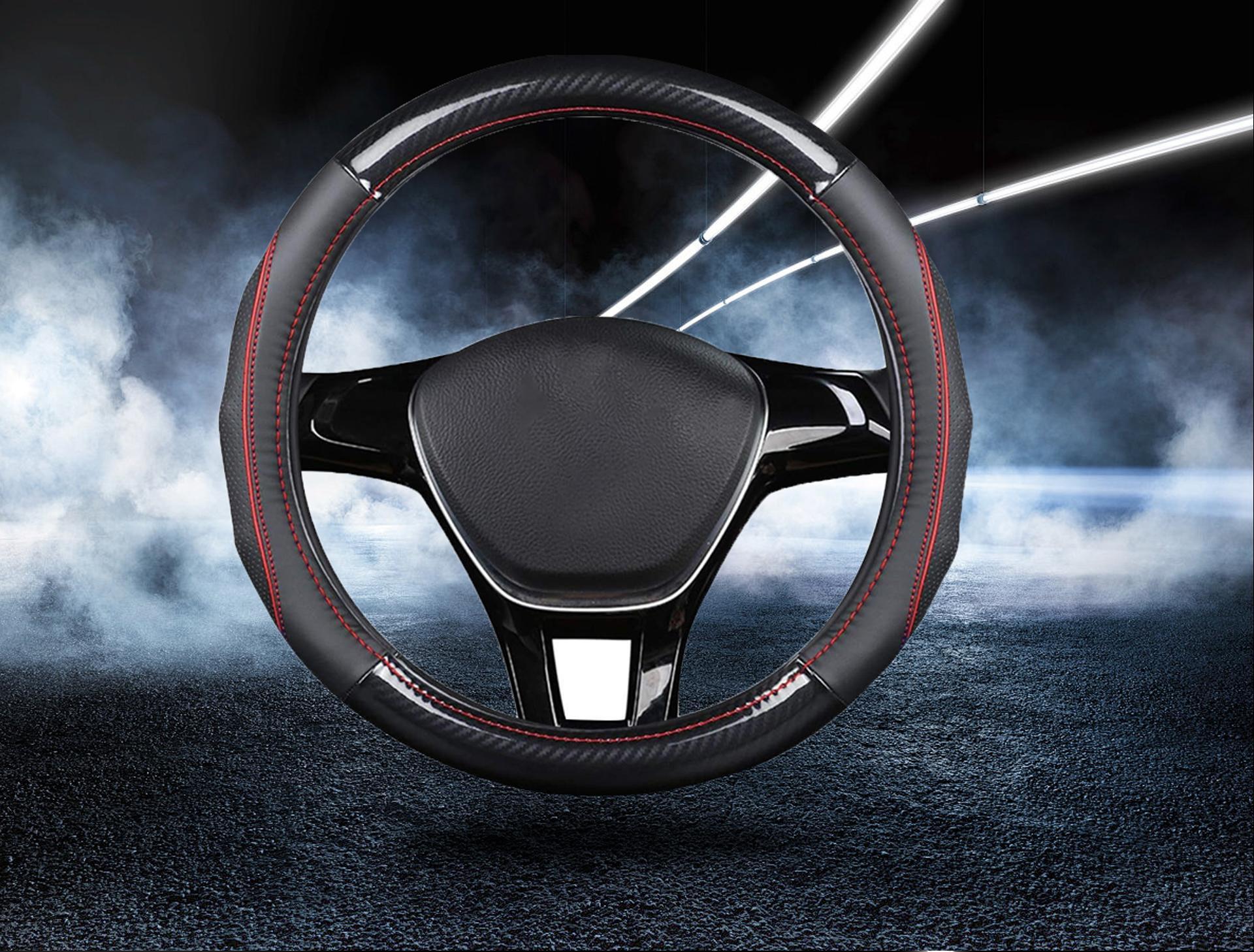 New Cross-Border Popular Car Steering Wheel Cover, Napa Leather, Universal for All Seasons, Sporty, Fashionable, Anti-Slip Protective Cover