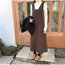 实拍 2025年新款秋冬韩系温柔氛围感无袖毛呢背心连衣裙女装