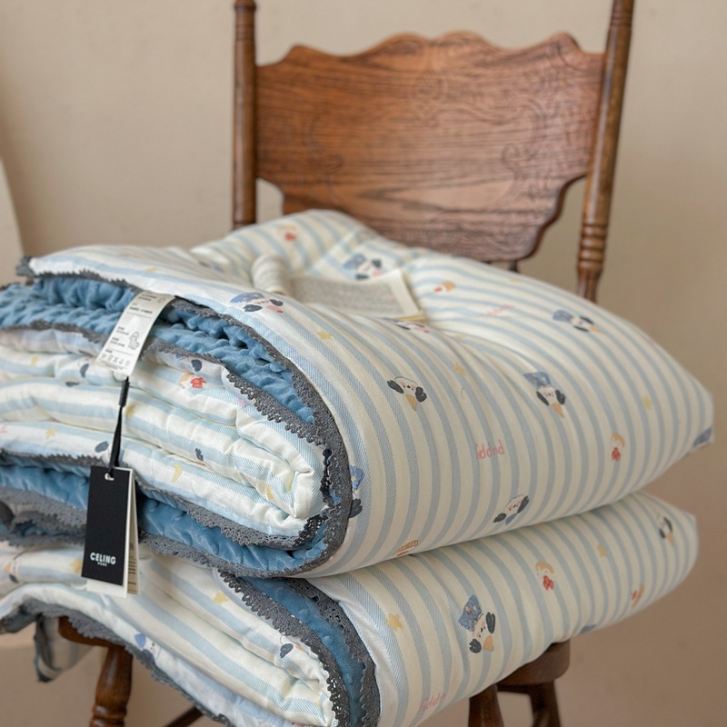 면 거즈 비니 퀼트 줄무늬 강아지