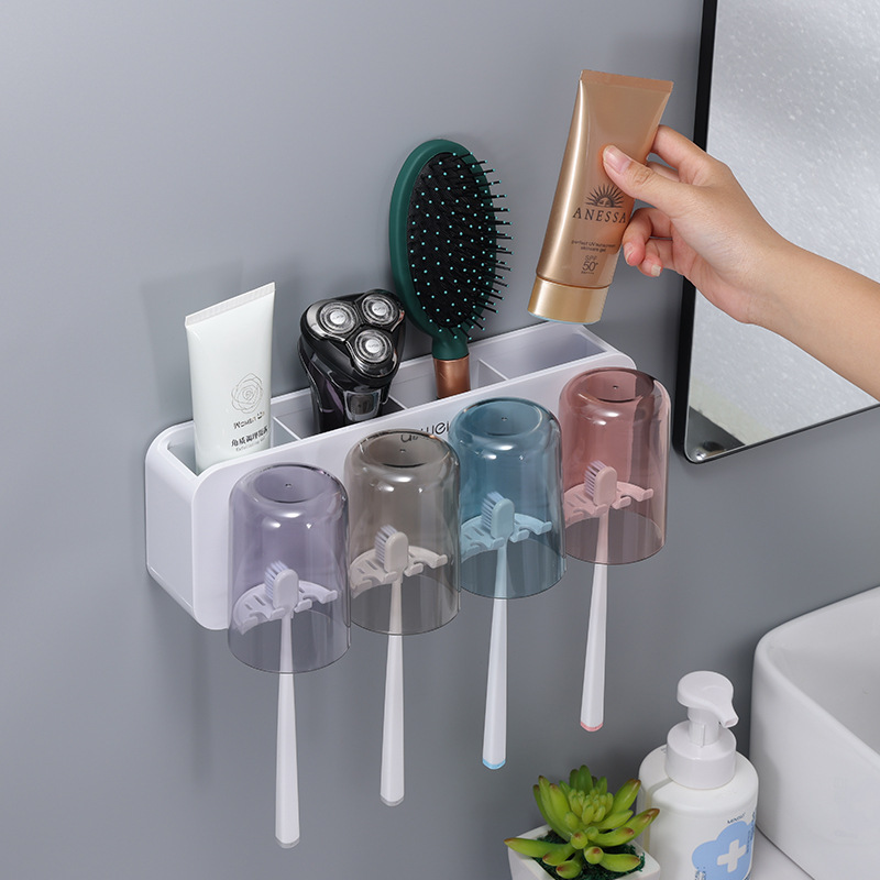 toothpaste toothbrush Shelf Gargle Brush cylinder Cup holder suit Suction wall multi-function Punch holes TOILET