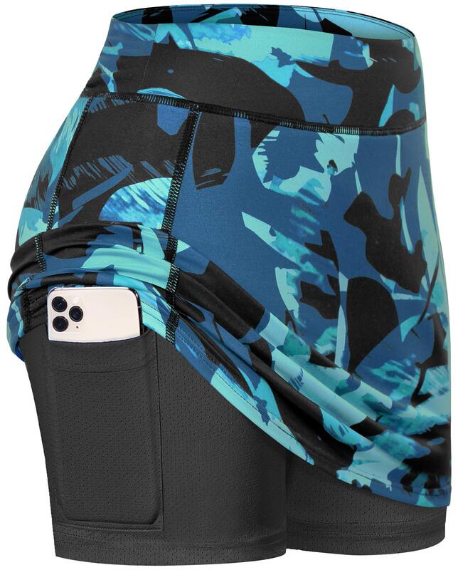 Amazon Women's Tennis Skirt Tight Inner Shorts Elastic Running Sports Golf Skirt Fake Two Pockets