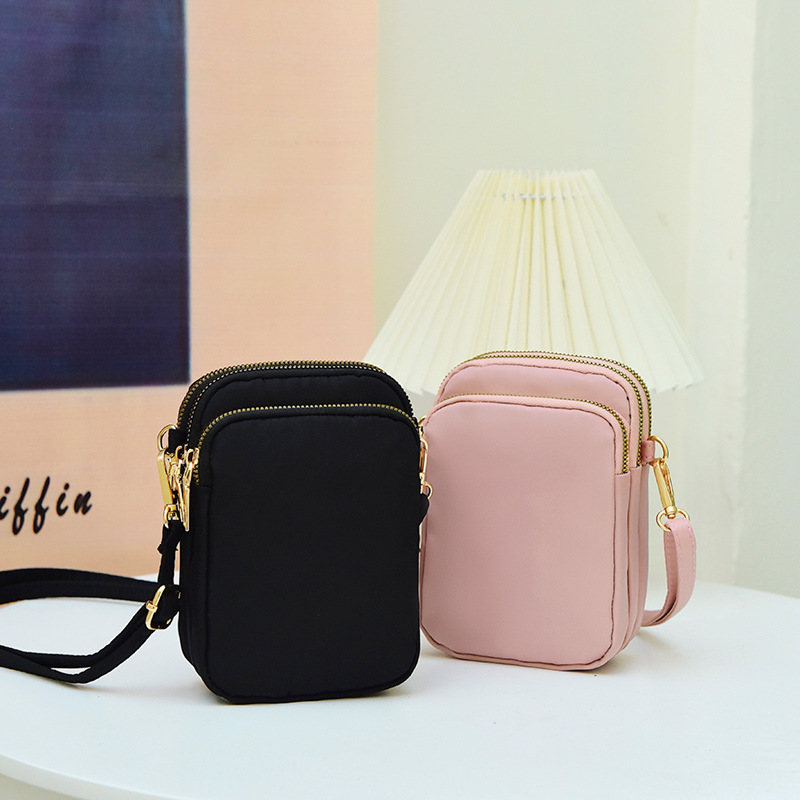 New Korean Style Mobile Phone Bag for Women, Fashionable Mini Crossbody Bag, Shoulder Bag, Vertical Coin Purse, Nylon Cloth Small Bag