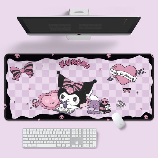 Kulomi Mouse Pad Oversized Computer Keyboard Cartoon Notebook Edge Lock Learning Writing Table Pad for Girls Cute