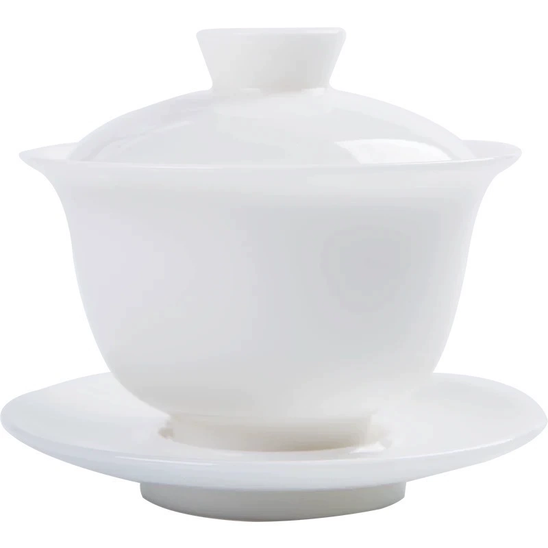 Sheep fat jade white porcelain thin embryo single cover bowl teacup ceramic tea maker Kung Fu tea Sancai cover bowl size and capacity