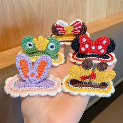 Cute Three-Dimensional Hairpin Girl Rabbit Ear Woven Hairpin Children's Baby's Knitted Top Clip Broken Hairpin Headwear