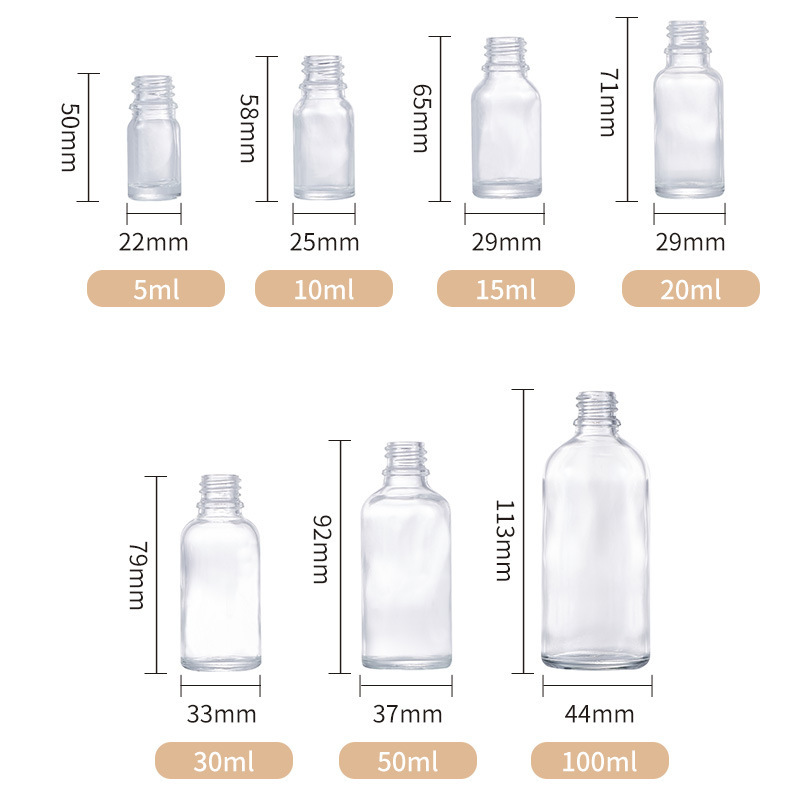 在庫あり 30ml エッセンシャルオイルボトル 5ml エッセンスボトル 10滴ボトル 15ml 分注ボトル 20ml 空ボトル 50ml 透明 100ml ガラス|undefined