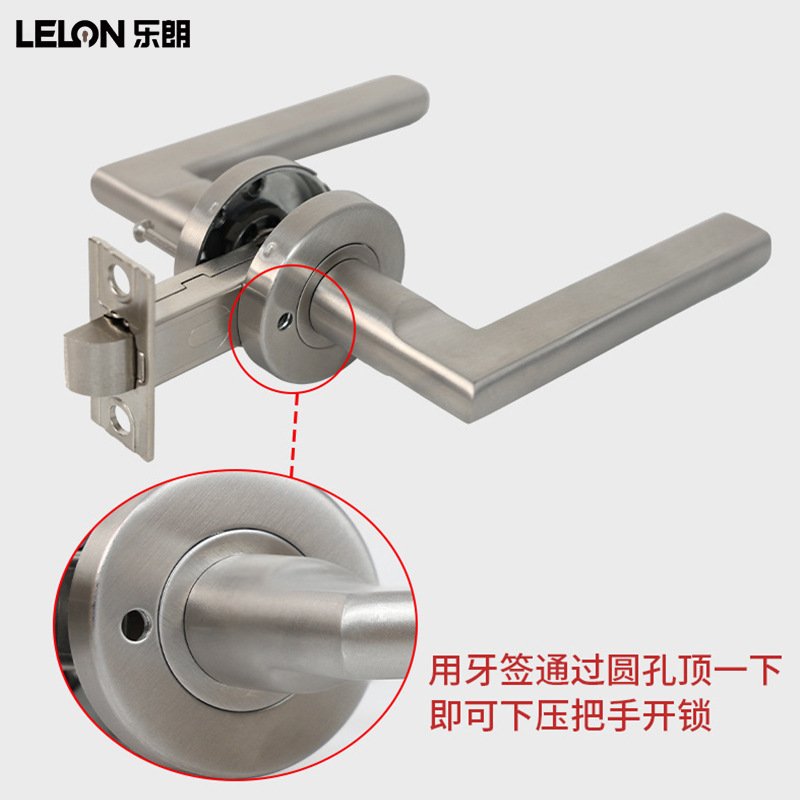 Cerradura de baño de acero inoxidable transfronteriza de estilo estadounidense cerradura de mano sin llave cerradura de puerta de privacidad cerradura de puerta de baño
