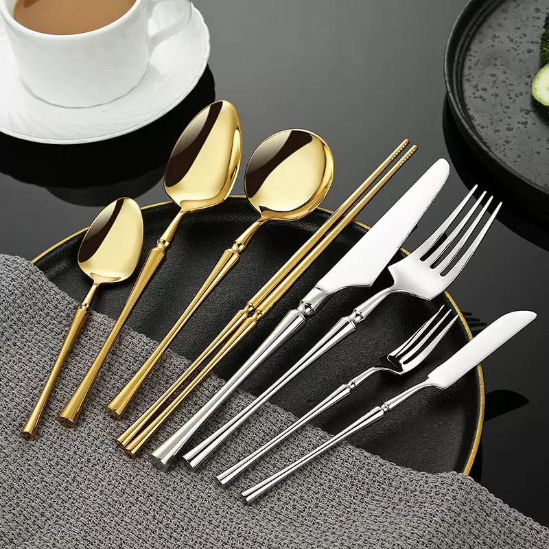 厚款小蛮腰刀叉勺304不锈钢餐具法式酒店西餐具镜面亮光勺子叉子