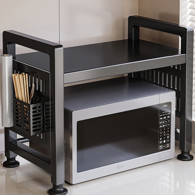Estante de almacenamiento de cocina retráctil para horno de microondas estante de horno de soporte de doble capa de mesa de mesa de arroz eléctrico estante de almacenamiento
