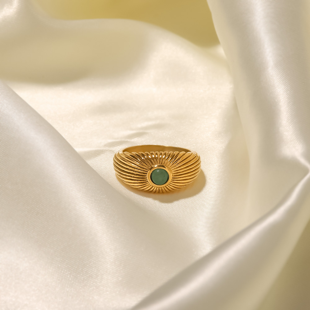 Vintage Style Geometric Stripe Stainless Steel Irregular Rings