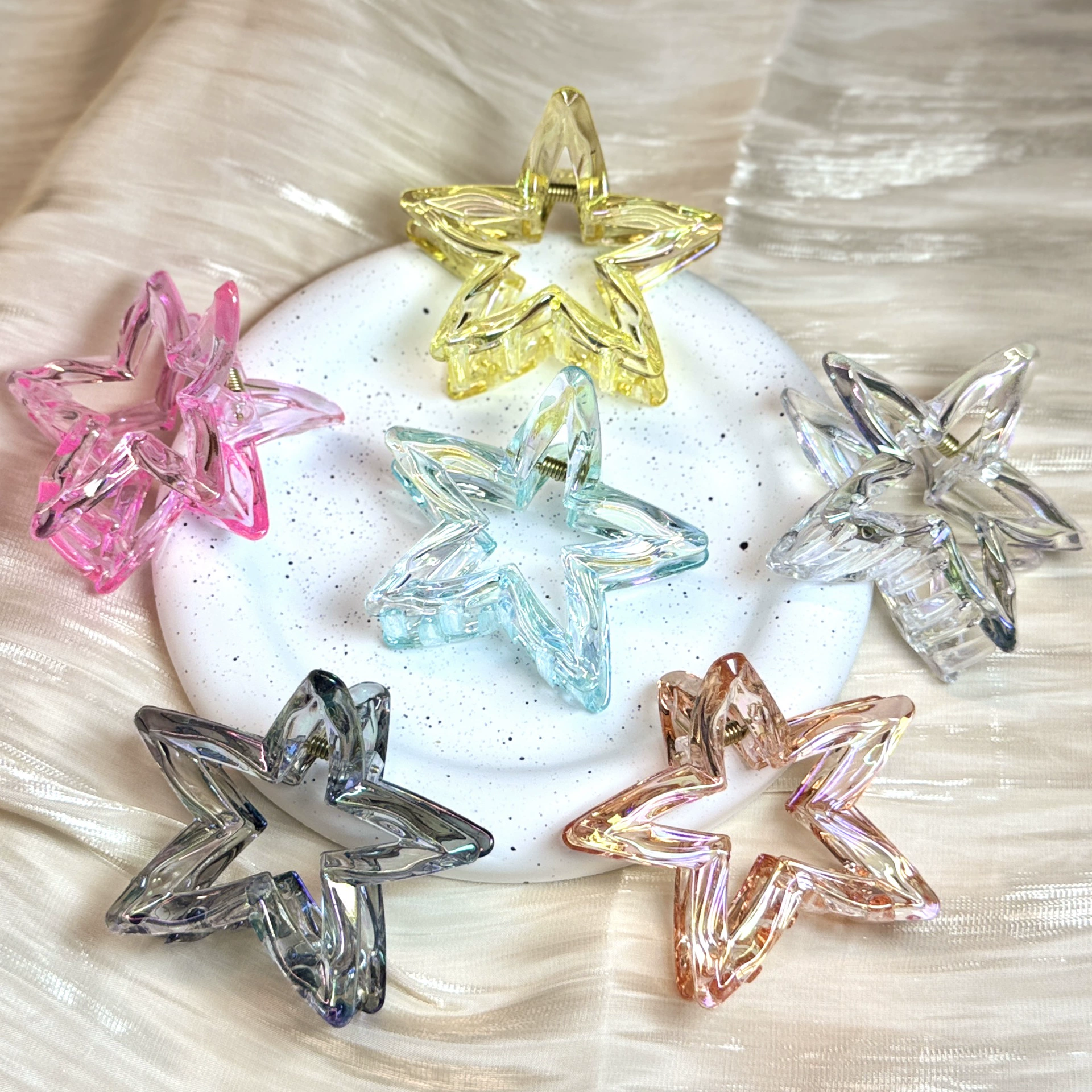 Заколка для волос в форме звезды для девочек, универсальная заколка для прически с эффектом увеличения высоты, заколка-крокодил для затылка, заколка для прически с частичной заческой, маленькая заколка для волос в стиле Chanel.