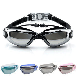 Yibo Manufacturer Directly Supplies Electroplated High-Definition Waterproof and Anti-Fog Lenses, One-Piece Earplugs, One-Piece Swimming Goggles, Unisex Hot Style