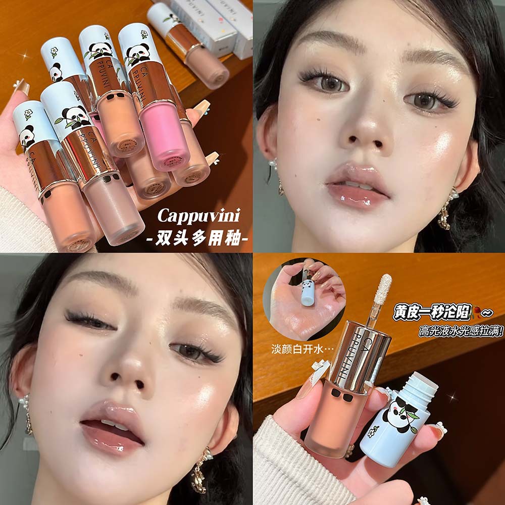 Cappuvini doble cabeza esmalte multipropósito brillante natural blush líquido sombra de ojos reparación barata maquillaje de estudiantes productos nacionales