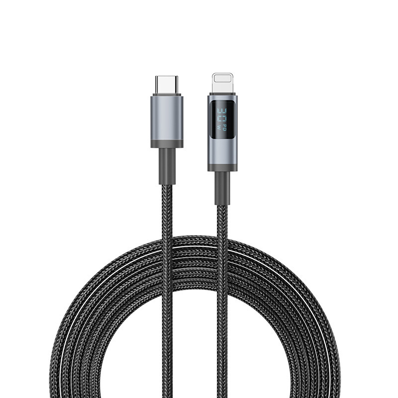 Cable de Datos Digital de Carga Rápida 100W 66W Type-C Tejido con Visualización Digital