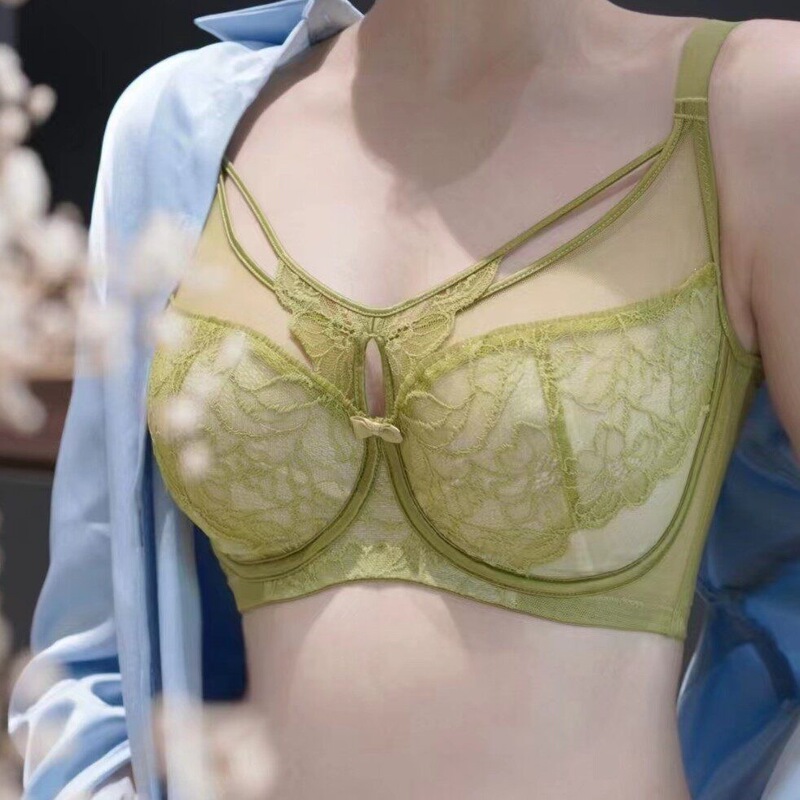 【观蝶】Large Size Fashionable and Sexy Lace Lingerie That Makes Big Breasts Appear Smaller [3206 Other Cotton Non-Padded Luxury]