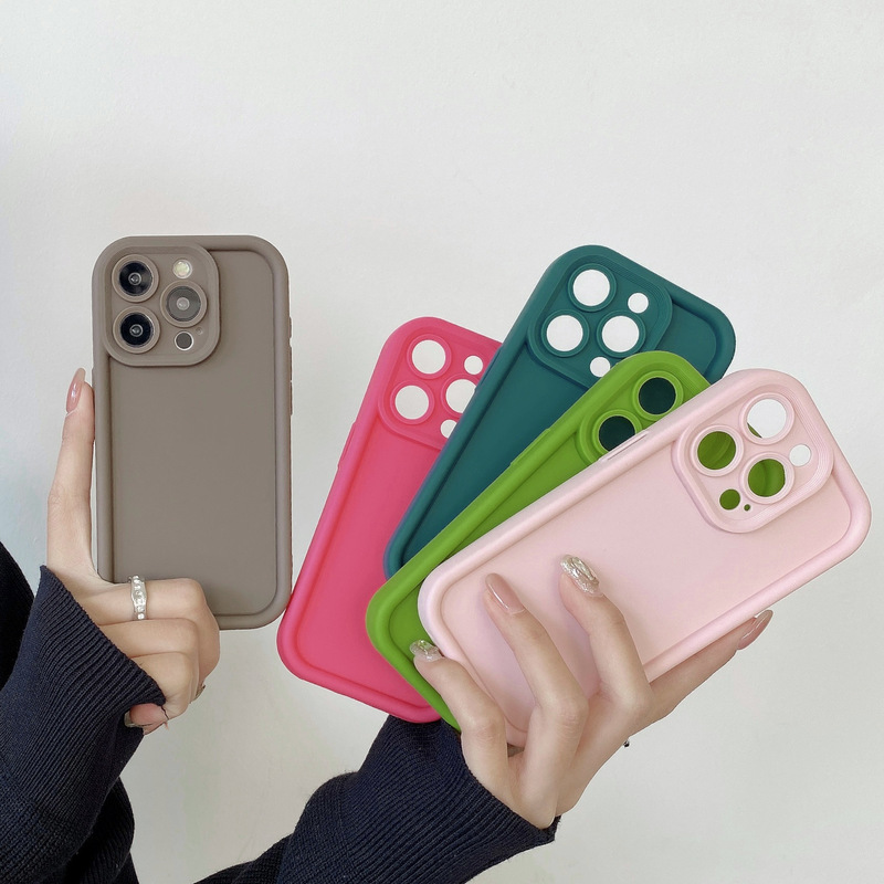 For 16promax mobile phone case simple iPhone15 silicone apple 14 all-inclusive groove drop-resistant protective case