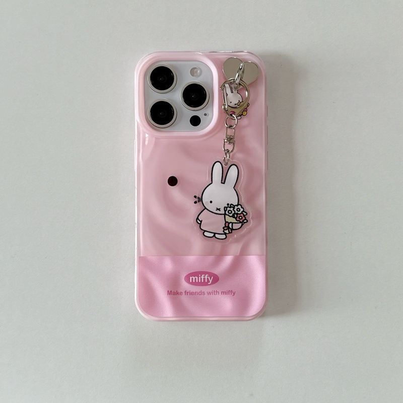 La expresión de oso plisado de niña es adecuada para iPhone16ProMax nuevo 15 funda para teléfono móvil Apple 13/14 hembra