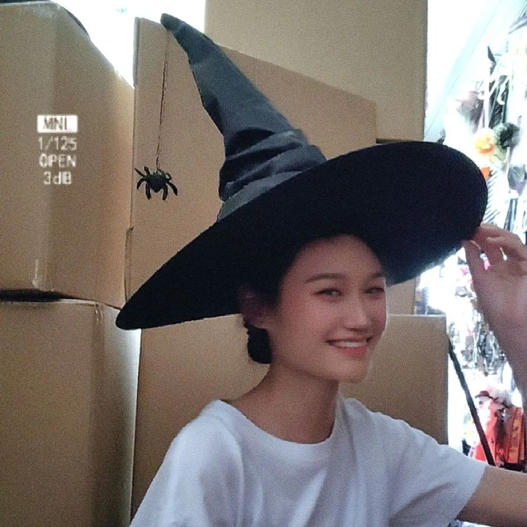 Cross-border nuevo Halloween plegado sombrero de bruja sombrero de bruja fiesta fiesta vestido sombrero de bruja con bordas negras