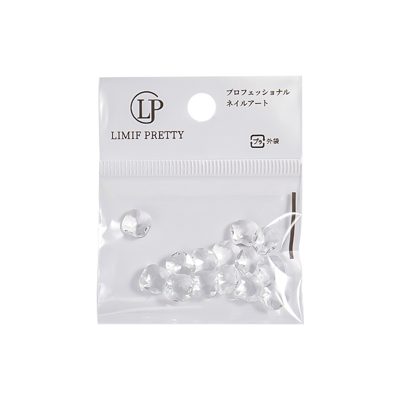 Nail transparente puntiagudo diamante joyería 2023 popular Super Flash azúcar de roca paloma huevo Crooked Heart Glass nail accesorios al por mayor