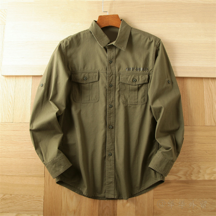 Camisas europeas retro casuales de manga larga primavera y otoño delgadas de moda sueltas de manga larga chaqueta de hombre