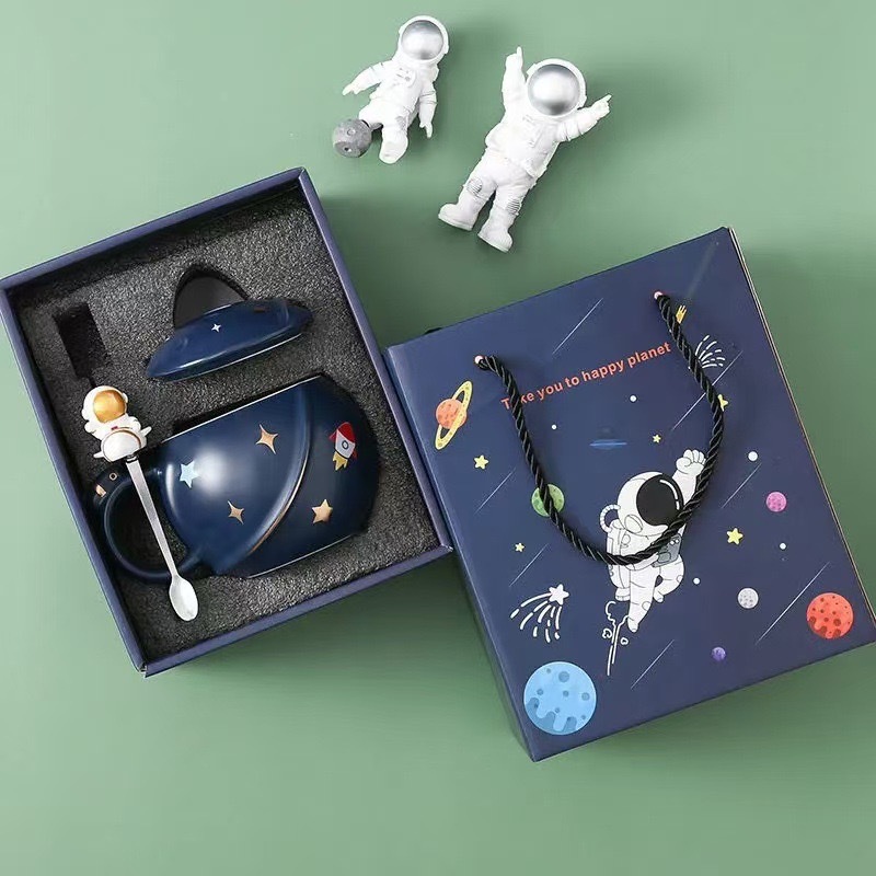 Ceramic Planet Mug With Lid Creative Coffee Cup For Couples Gift_voghion.com