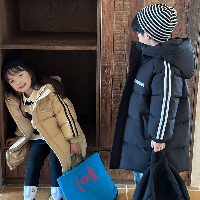 Winter Neue Verdickte Lange Jungen und Mädchen Daunen Baumwolle Kleidung Mittlere Große Kinder_voghion.com