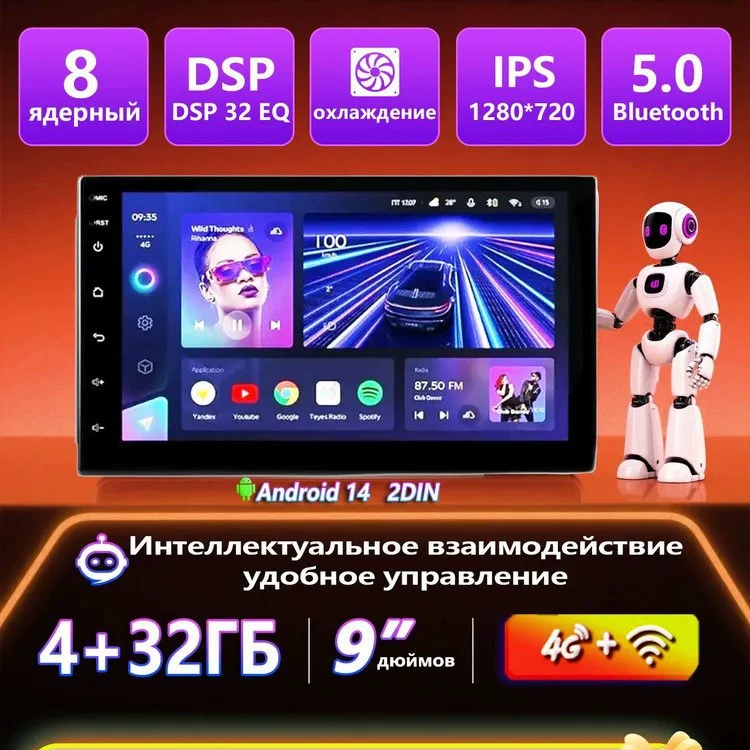 [ETCAR Автомагнитола, диагональ: 9", 2]