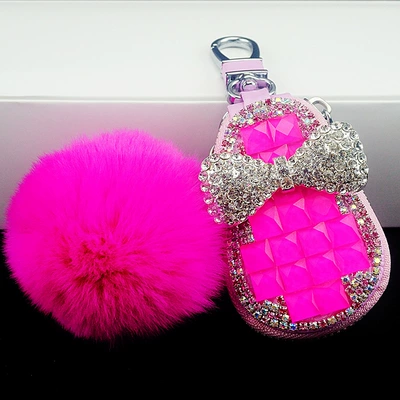 car cartoon universal key — Static Rod/Key Bag - rose-key-case-fur-ball