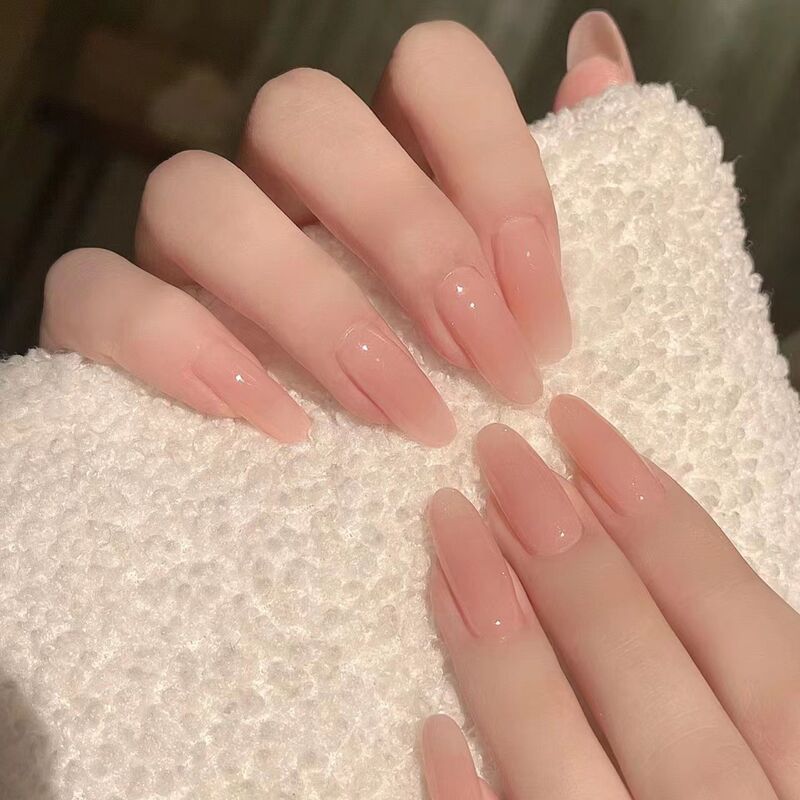 Handmade Manicure Pure Color Wearable Nails Nude Color Whitening Pure Desire Removable Reusable Nail Stickers Available for Pregnant Women