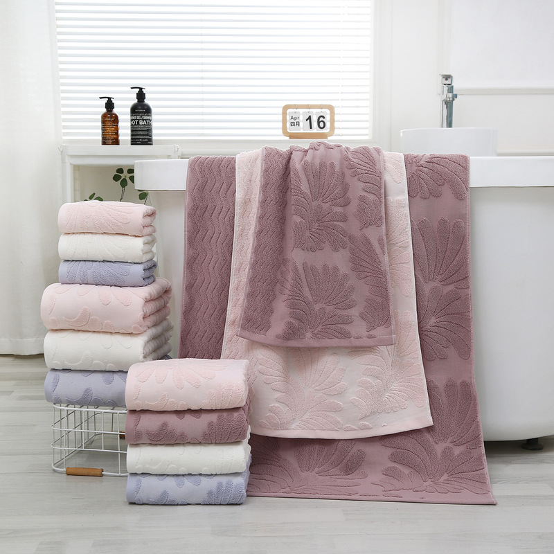 Foreign Trade Pure Cotton Towel and Bath Towel Set, Cross-Border Pure Cotton Jacquard Towel and Small Bath Towel Set, Custom-Made 50*100 cm