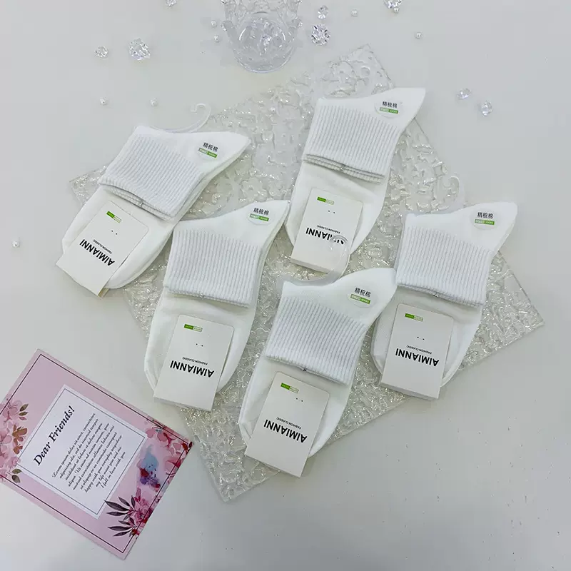 春夏季中筒袜子女纯棉透气网眼纯色黑白女袜百搭薄款棉袜厂家批发