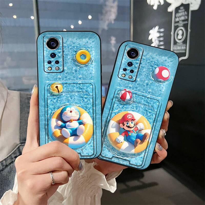Suitable for Zte Mobile Phone Case Couple Creative Change Cooling Swimming Ring Silicone Texture Dustproof Card Holder Funny Soft Shell