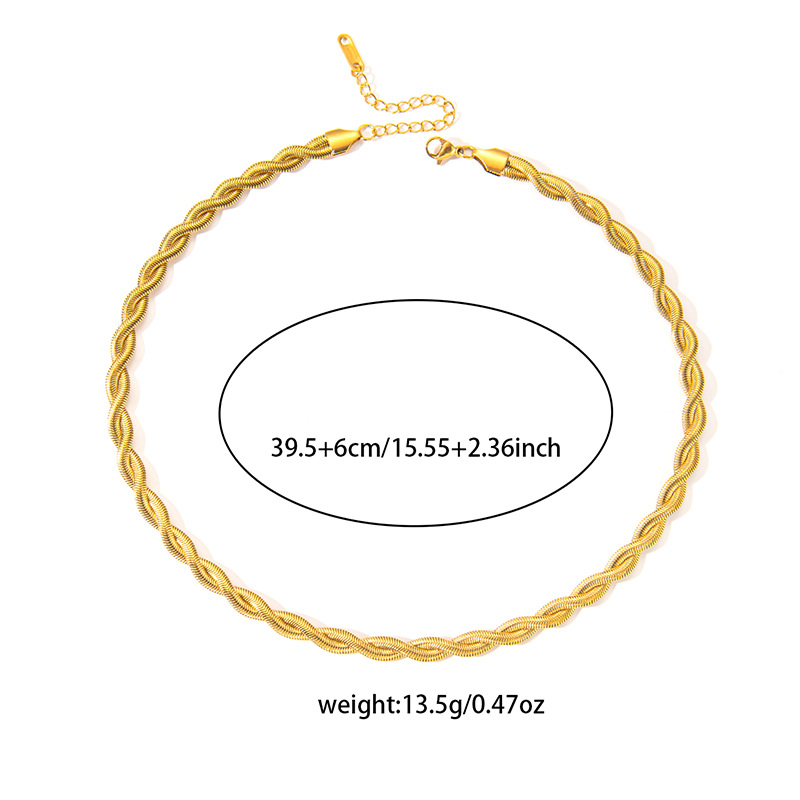 Joyería Al Por Mayor Elegante Color Sólido Acero Titanio Enchapado Collar Cadena De Clips Cadena De Cuerda Torcida display picture 30