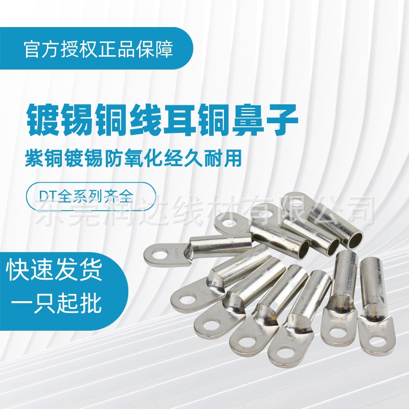 铜DT-10 16 25 35mm铜线耳接线端子堵油压线电缆铜鼻子A级镀锡铜