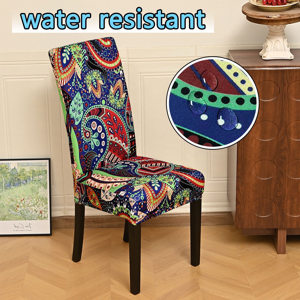 Amazon explosión elástica impermeable anajuela flor impresa cubierta de silla de comedor hotel cubierta de polvo TEMU en stock