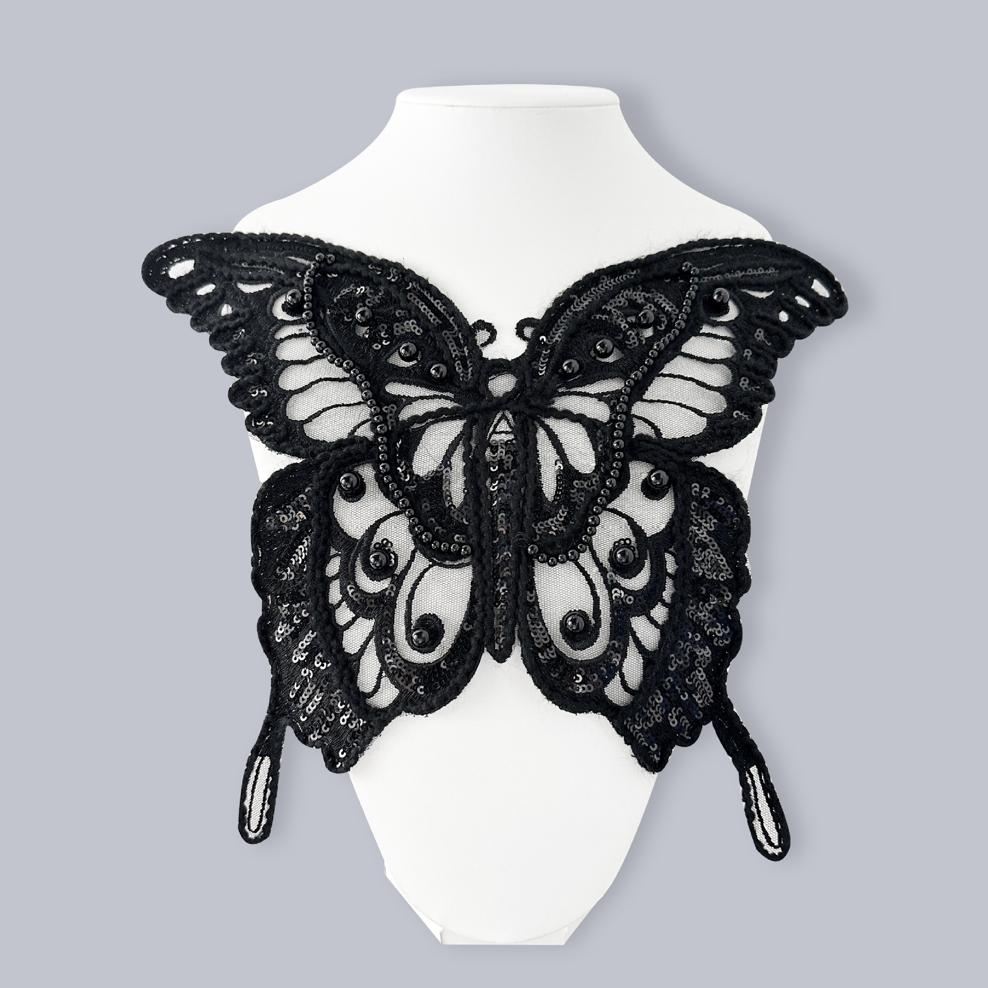 bordados transfronterizos mariposa ropa vestido accesorios de ropa infantil DIY blanco y negro decalca de encaje fábrica directa image 6
